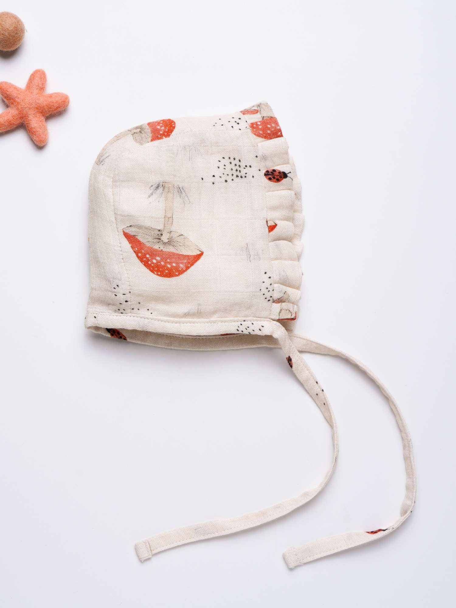 newborn bamboo muslin bonnet cap - enchanted garden