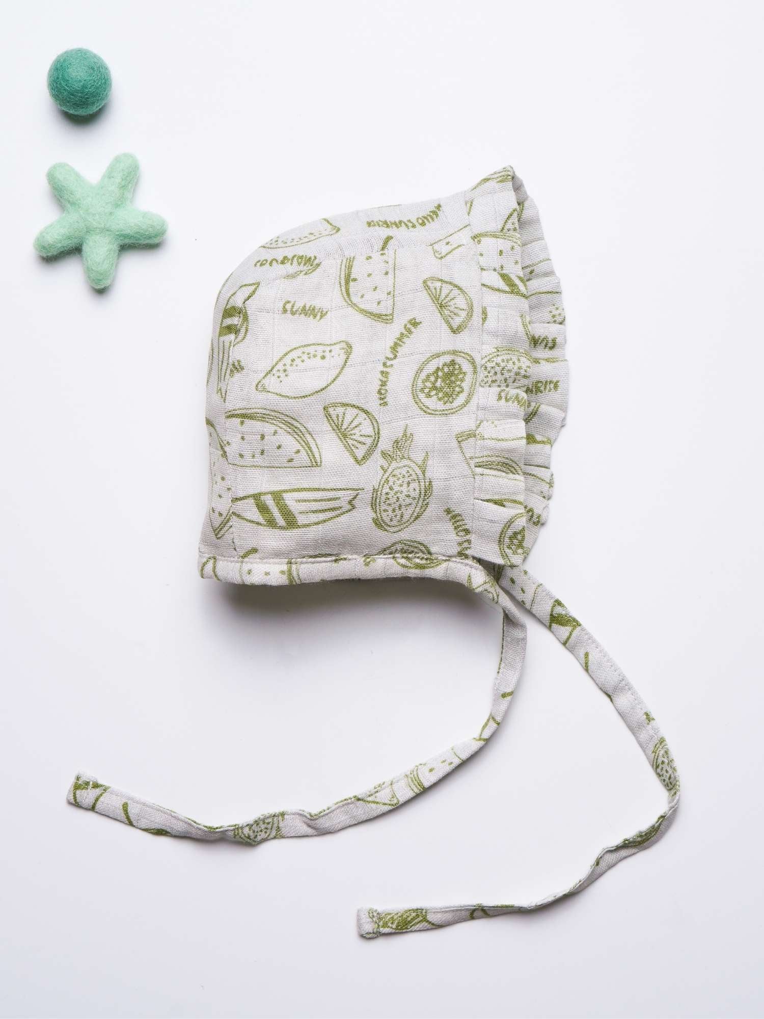 newborn bamboo muslin bonnet cap - enchanted garden