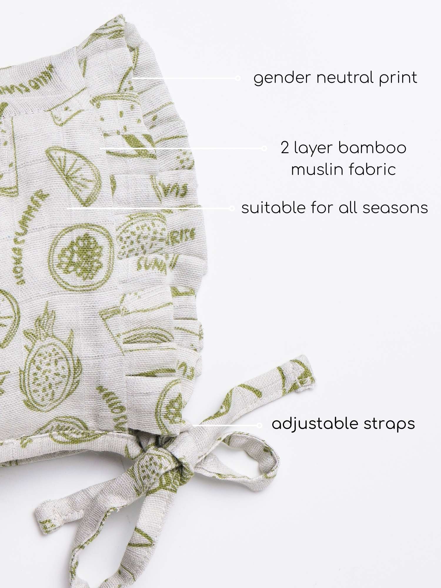 newborn bamboo muslin bonnet cap - enchanted garden