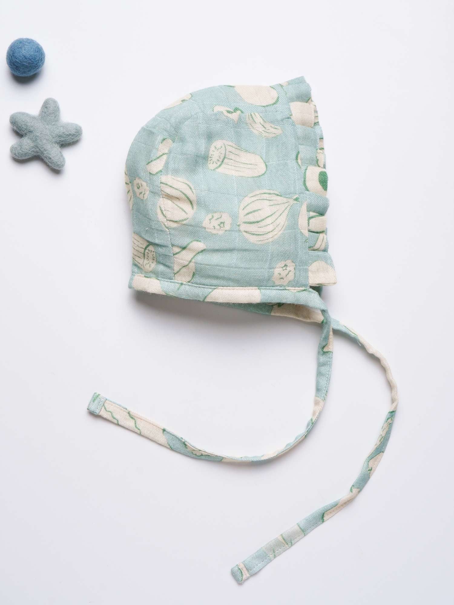 newborn bamboo muslin bonnet cap - enchanted garden