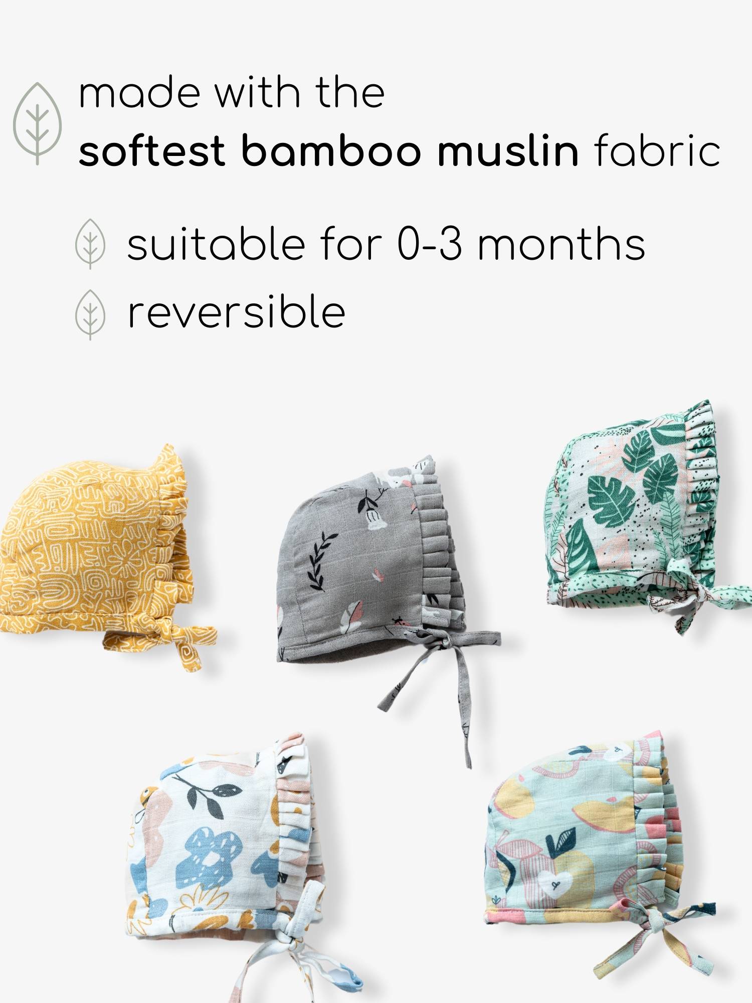 newborn bamboo muslin bonnet cap - into the wild