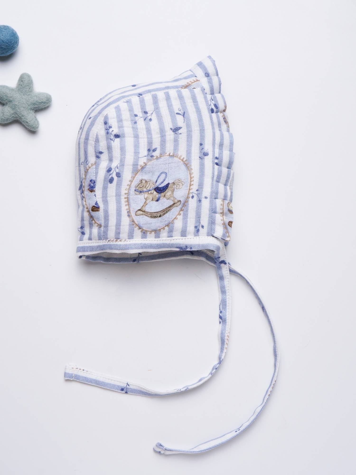 newborn bamboo muslin bonnet cap - into the wild