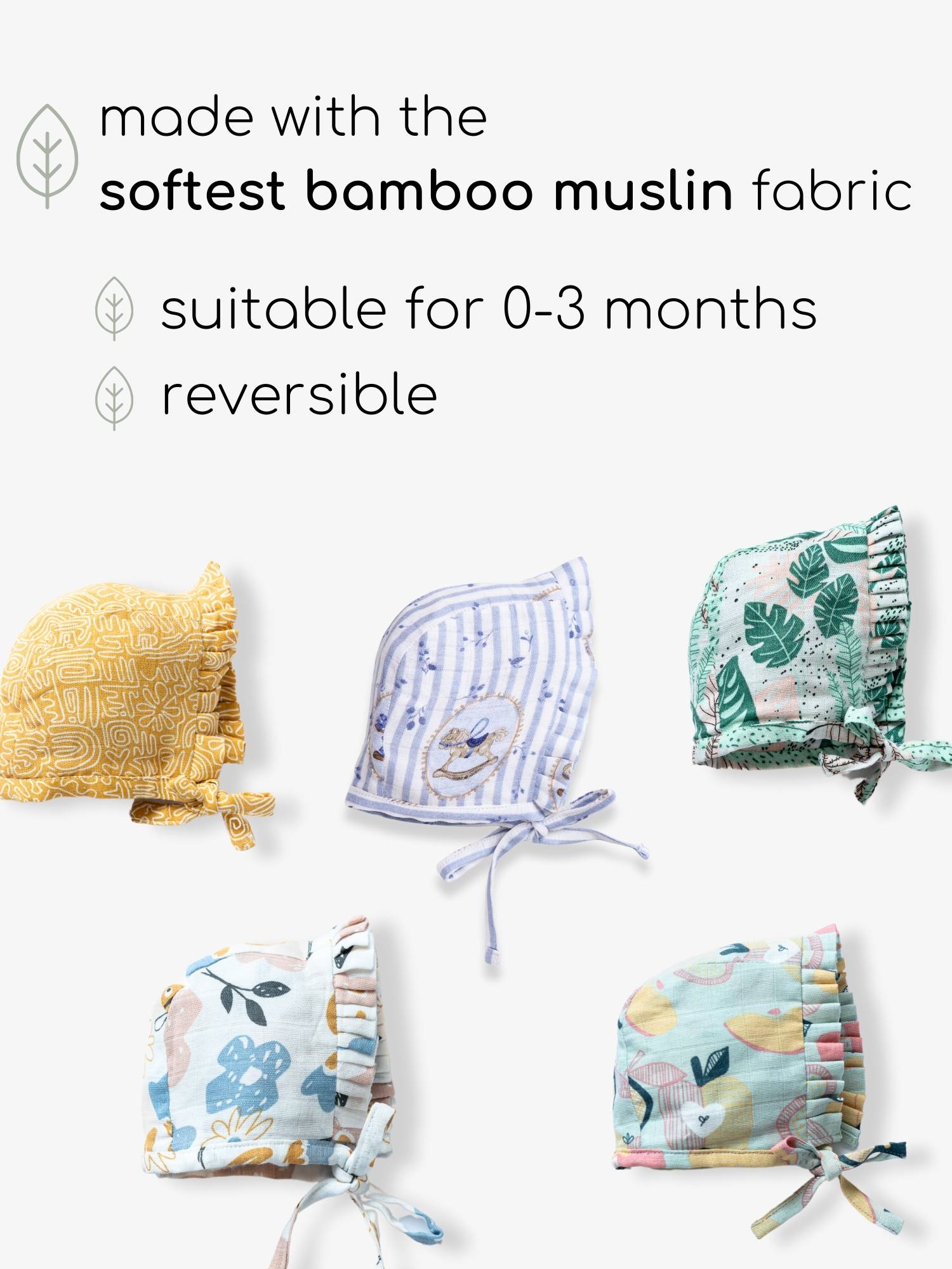 newborn bamboo muslin bonnet cap - into the wild
