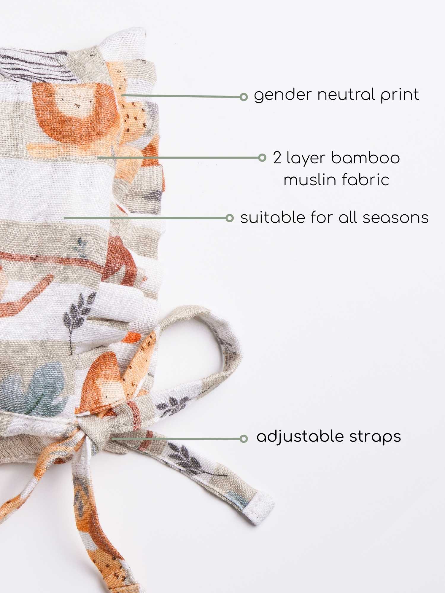 newborn bamboo muslin bonnet cap set of 3