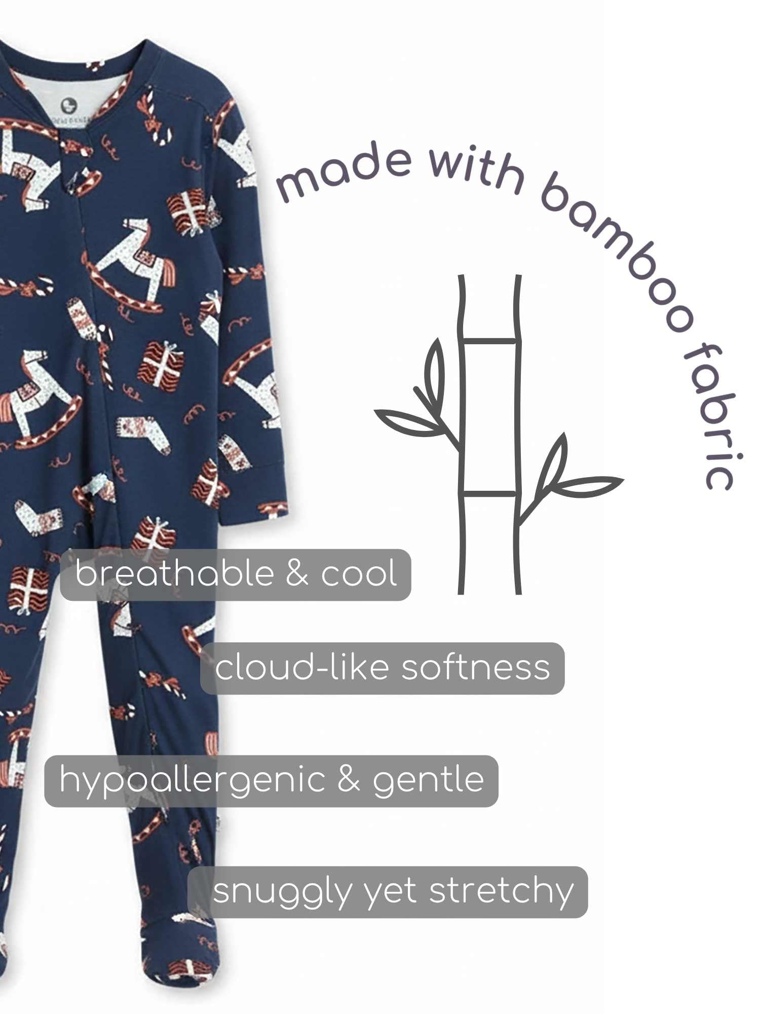 bamboo footed sleepsuit - christmas collection