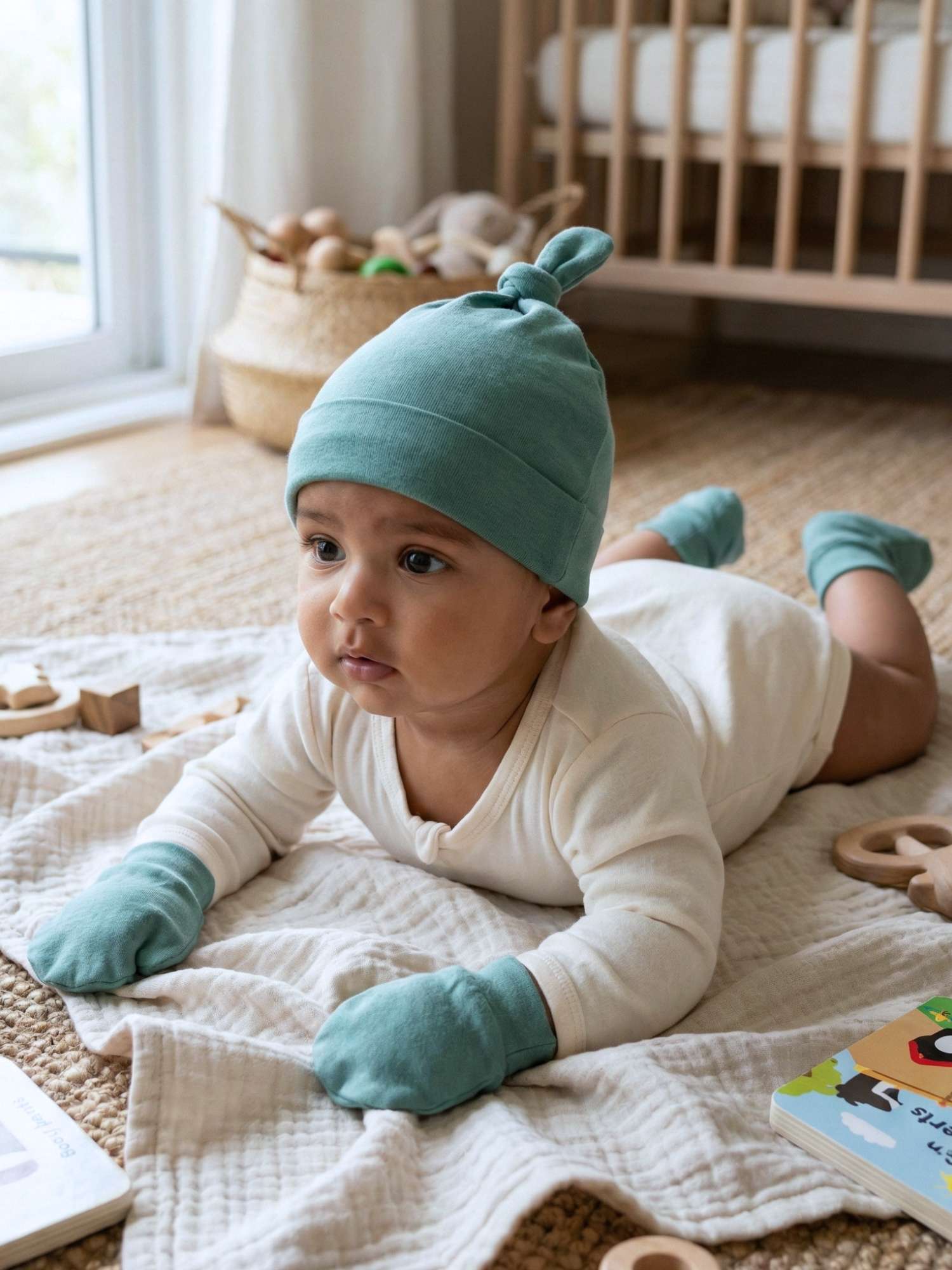newborn baby bamboo cap mittens socks combo