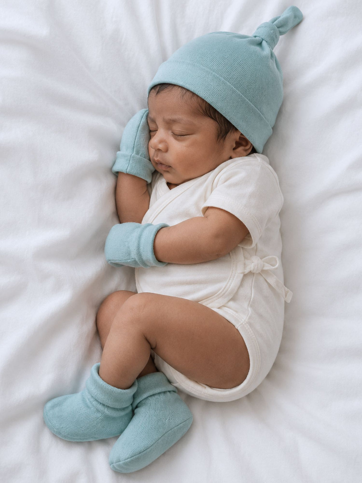 newborn baby bamboo cap mittens socks combo