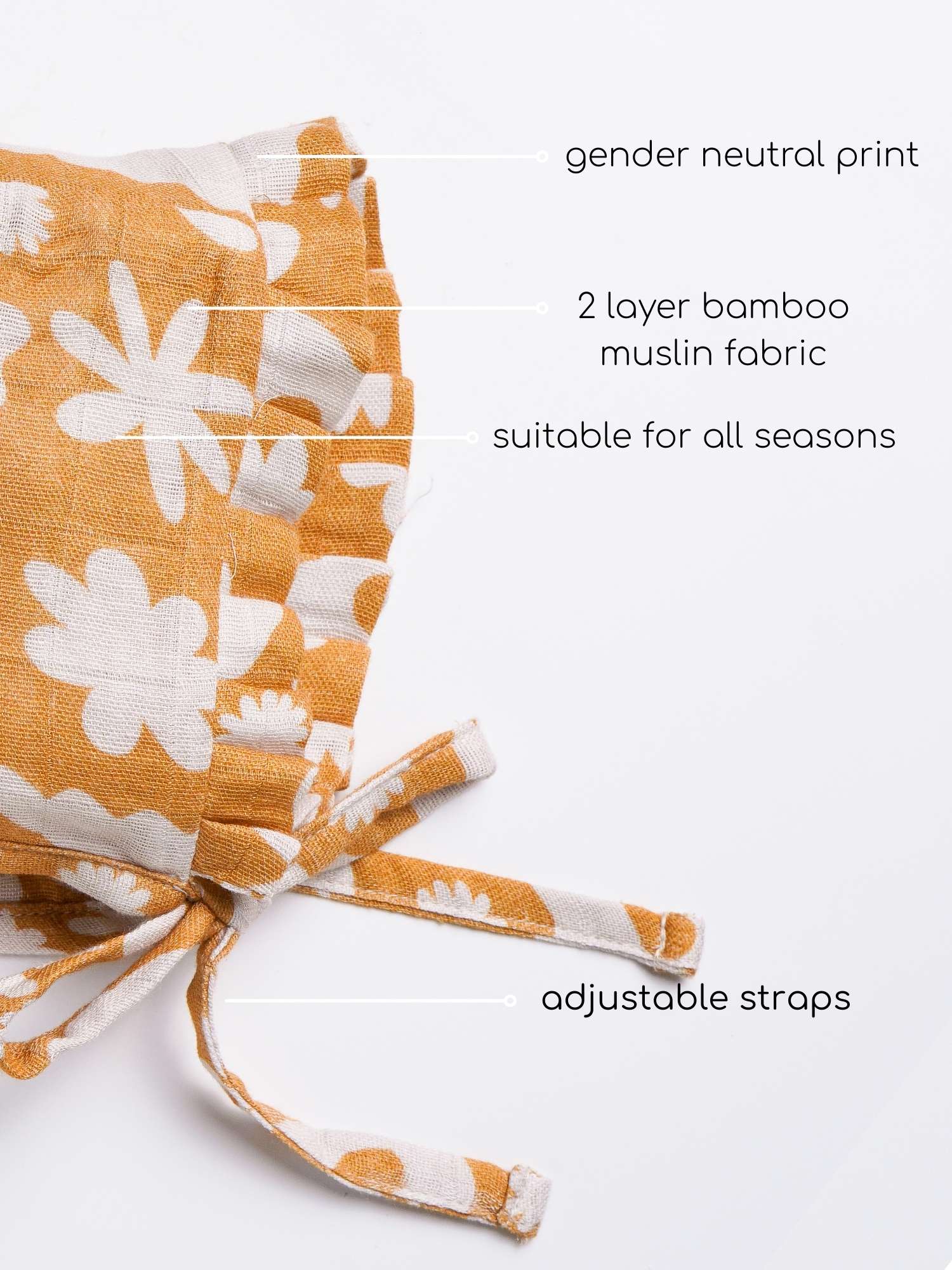 newborn bamboo muslin bonnet cap - enchanted garden