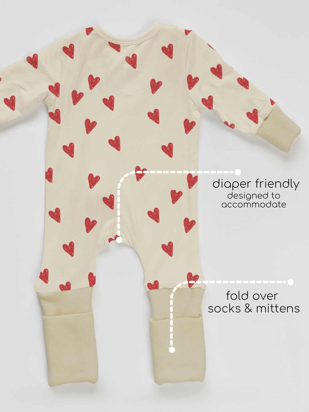 bamboo sleepsuit with reversible mittens & footie