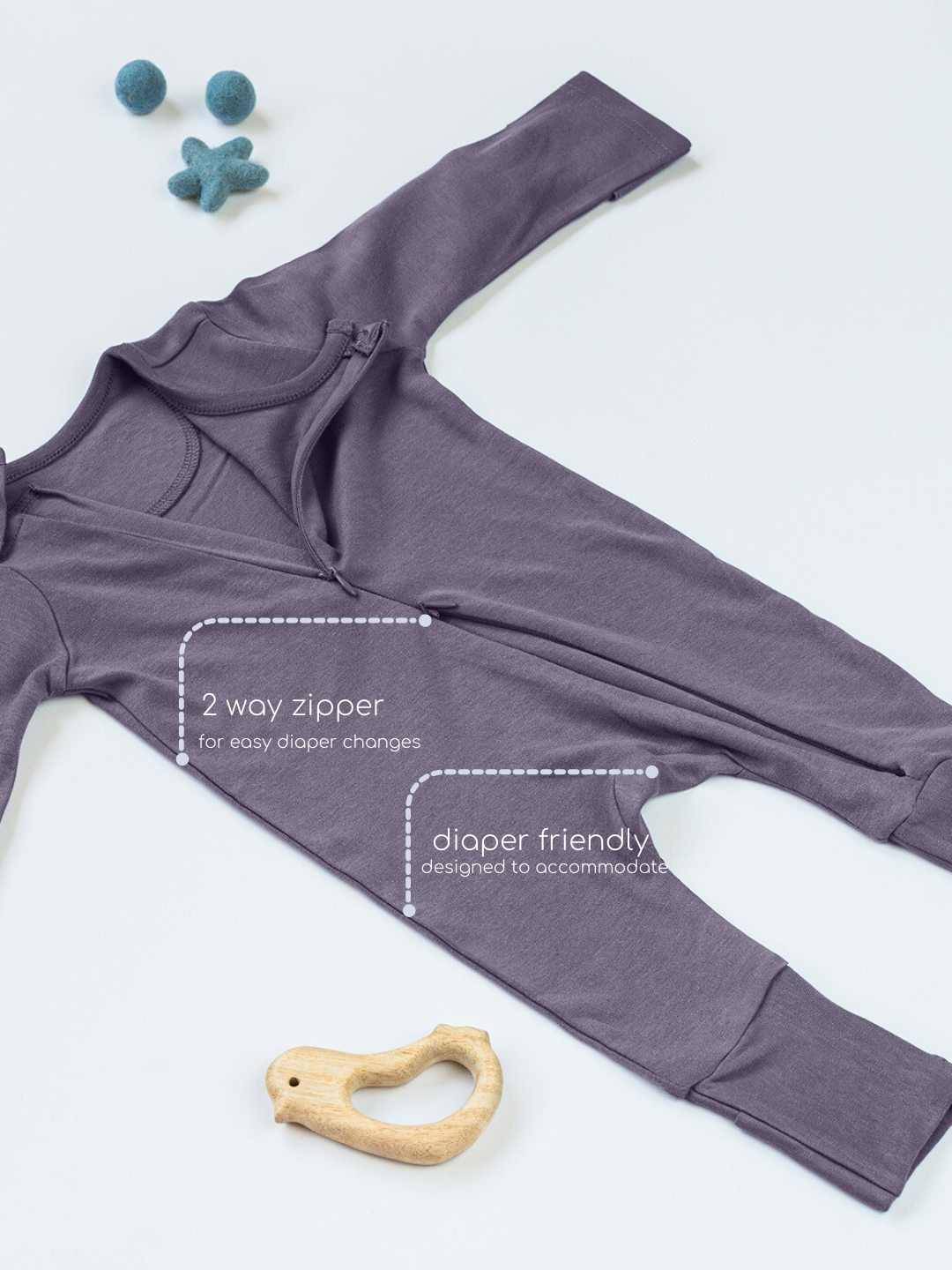 bamboo sleepsuit with reversible mittens & footie