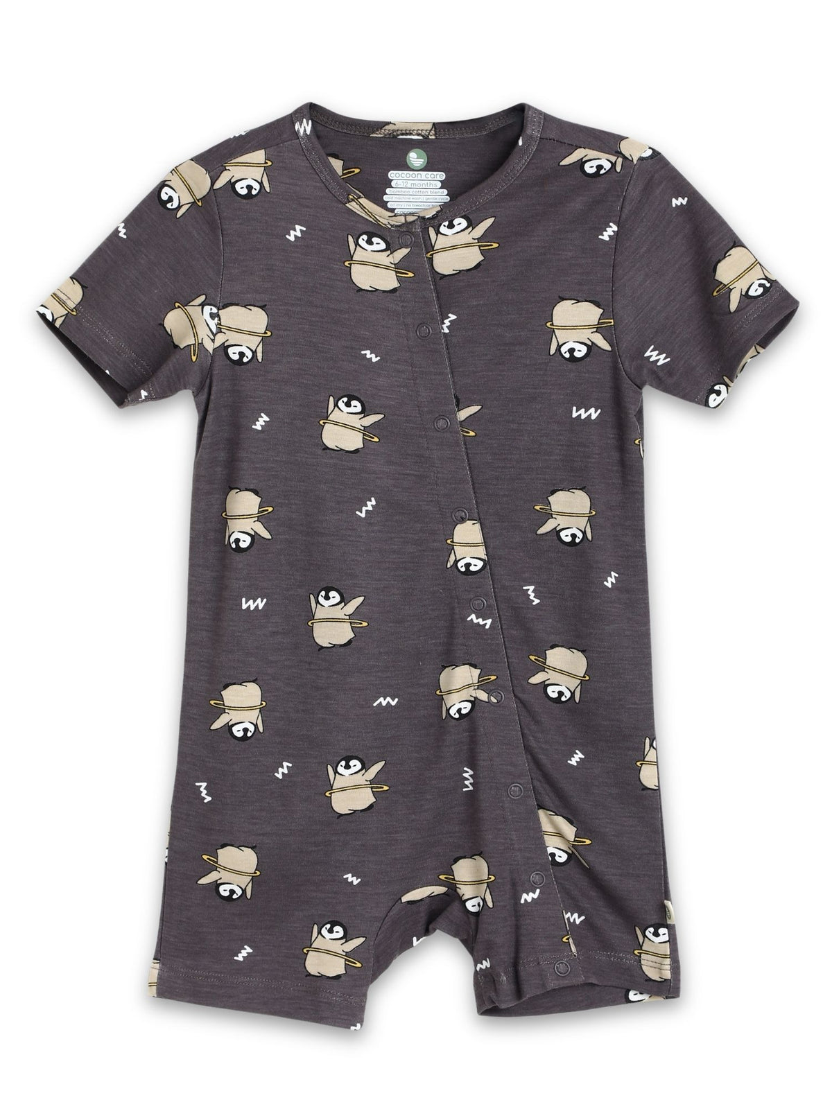 short sleeve bamboo knit romper with snap buttons - b2b