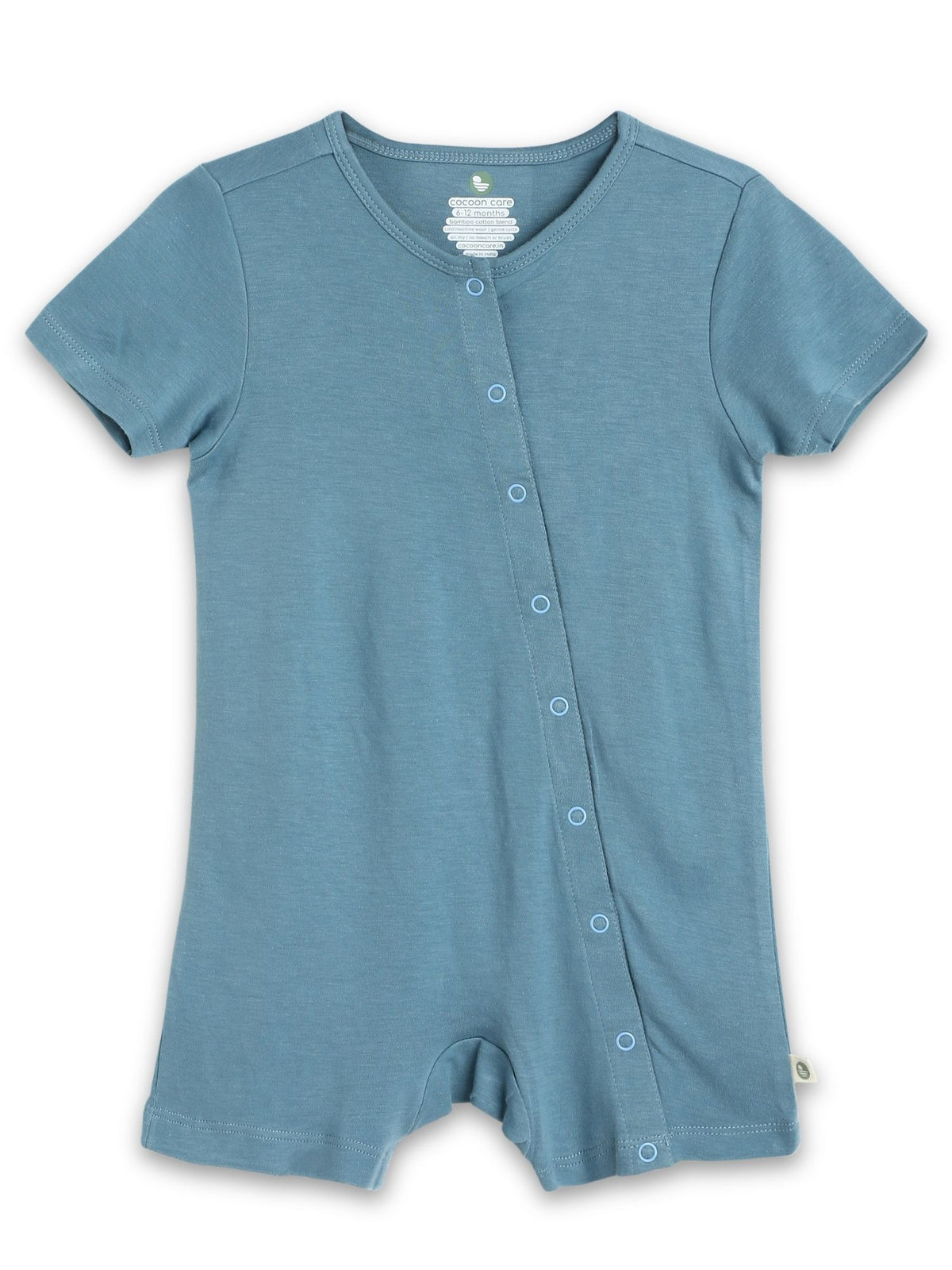 short sleeve bamboo knit romper with snap buttons - b2b