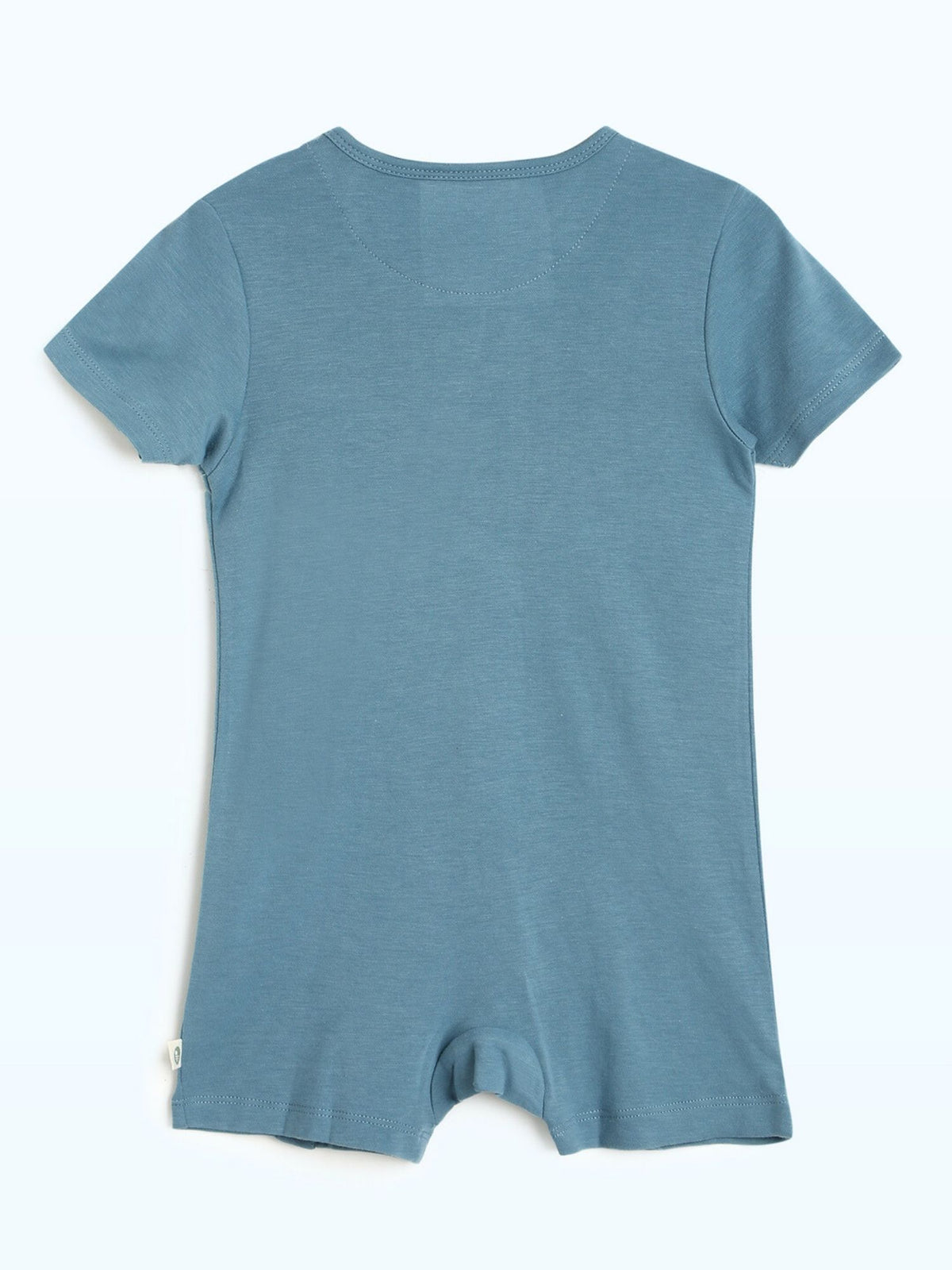 short sleeve bamboo knit romper with snap buttons - b2b