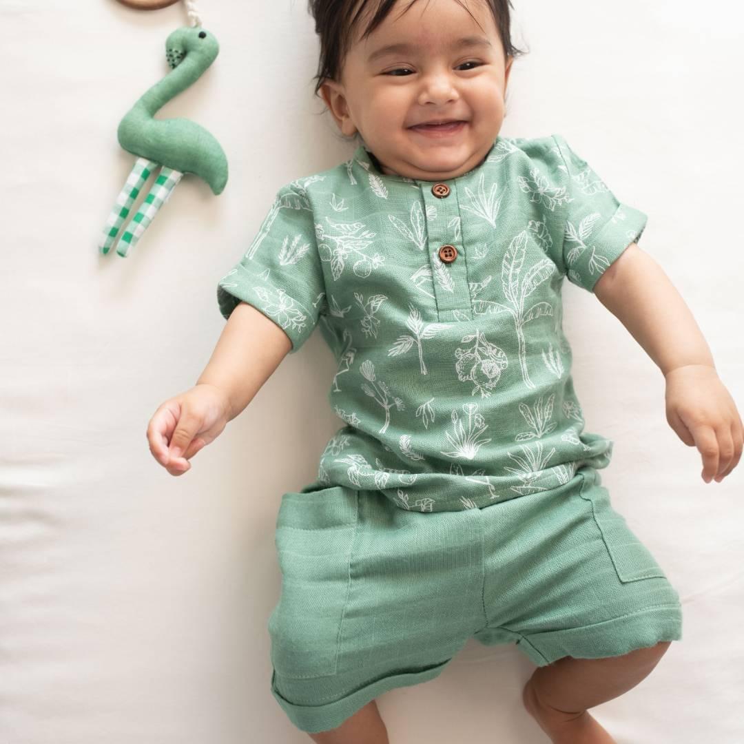 bamboo muslin shirt shorts set