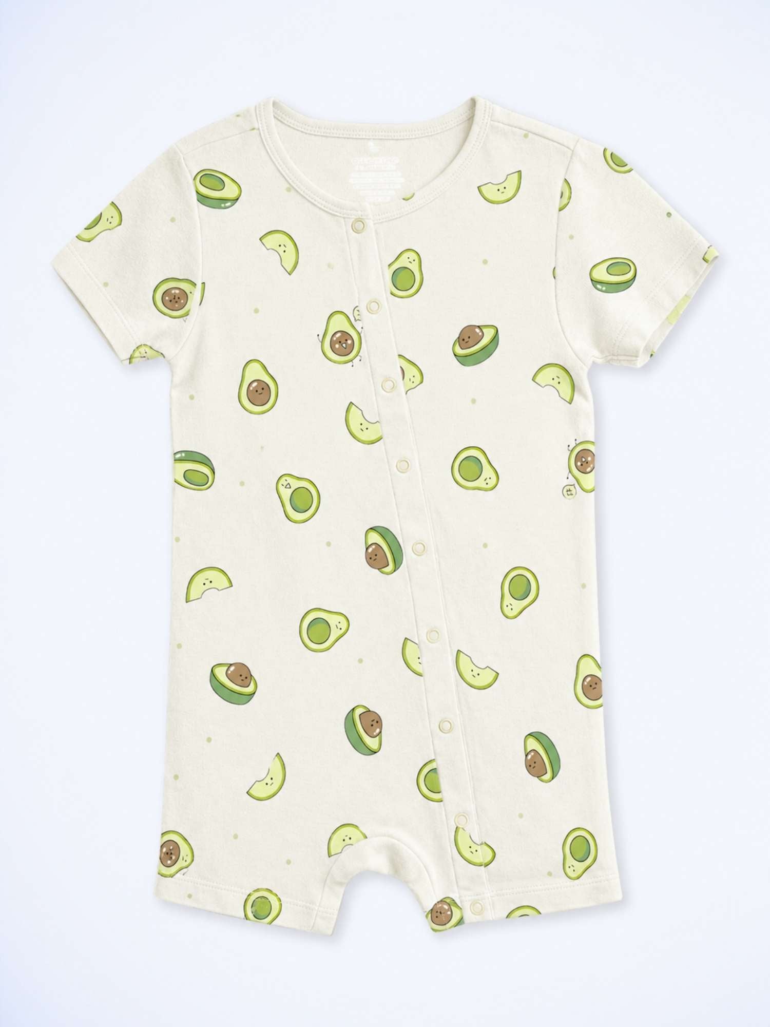 short sleeve bamboo knit romper with snap buttons