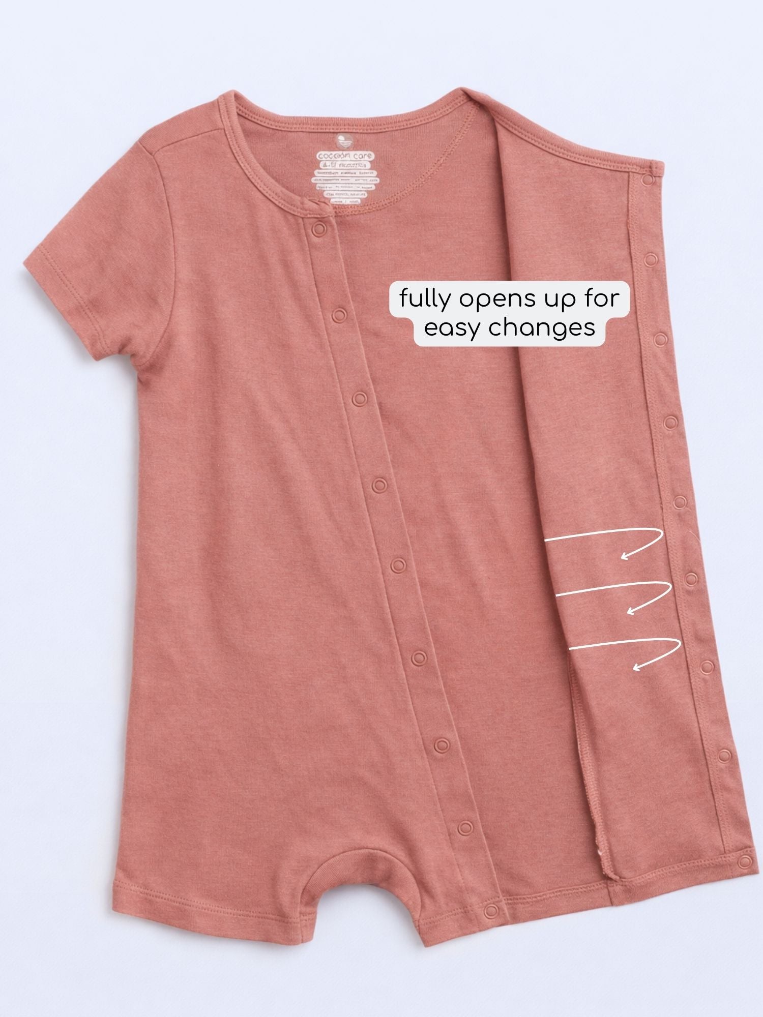 short sleeve bamboo knit romper with snap buttons