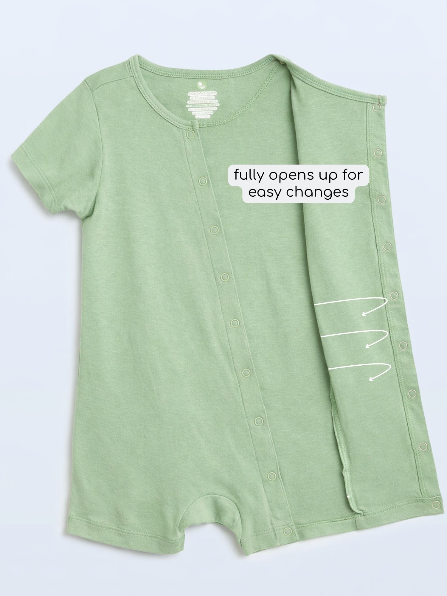 short sleeve bamboo knit romper with snap buttons