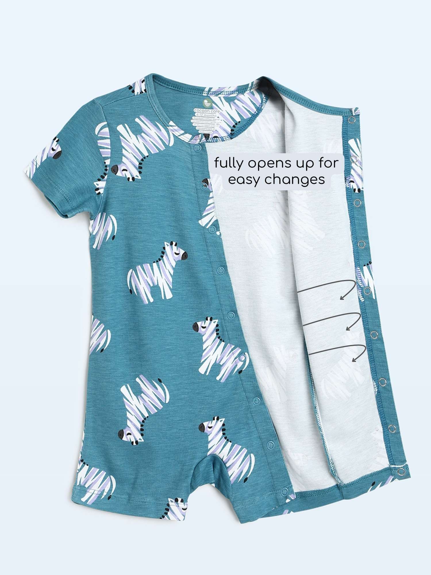 short sleeve bamboo knit romper with snap buttons