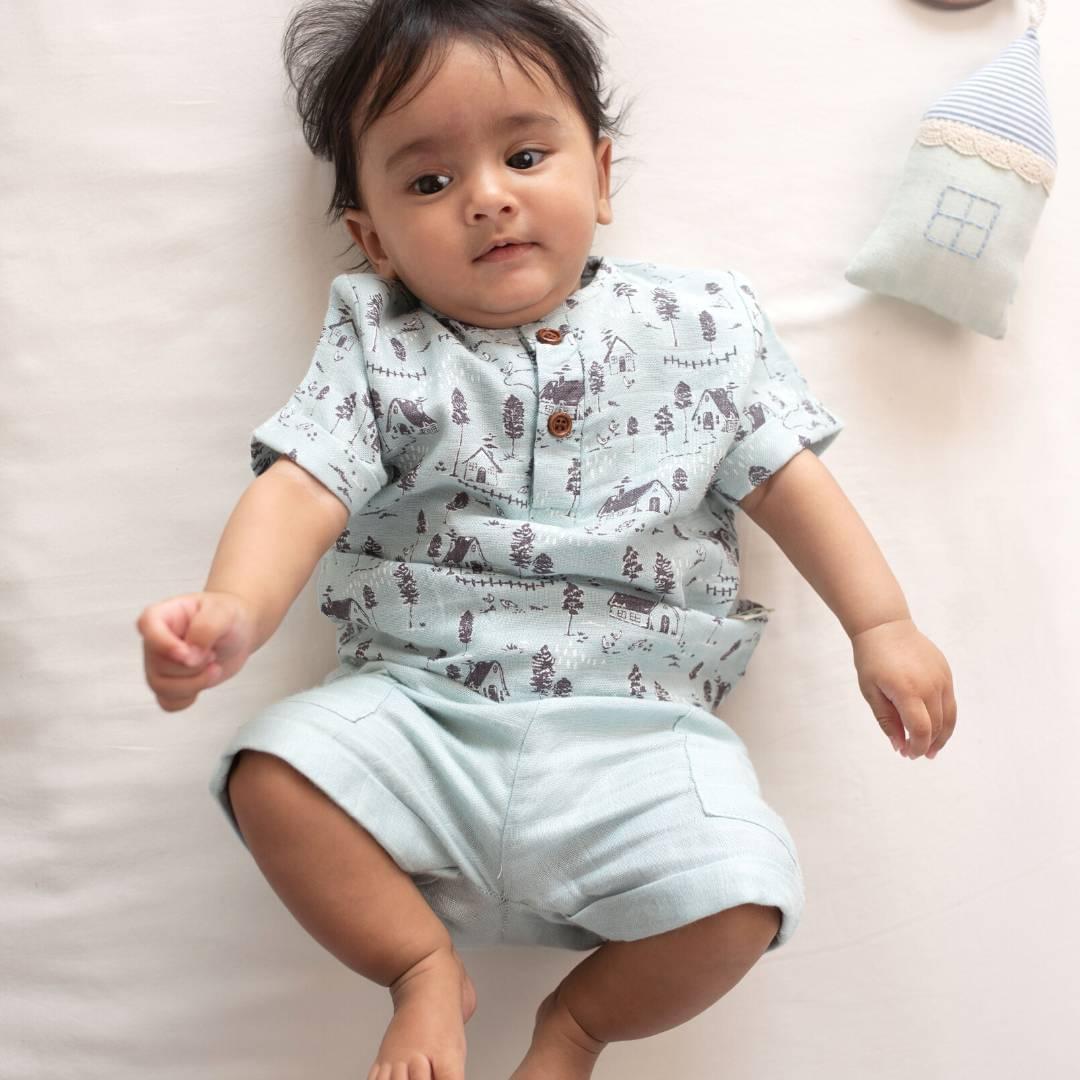 bamboo muslin shirt shorts set