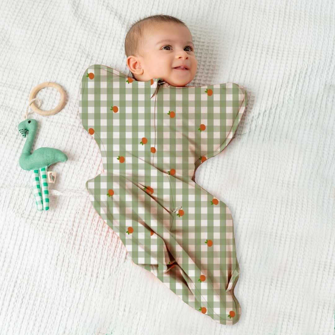 bamboo arms up swaddle pod for baby - prints