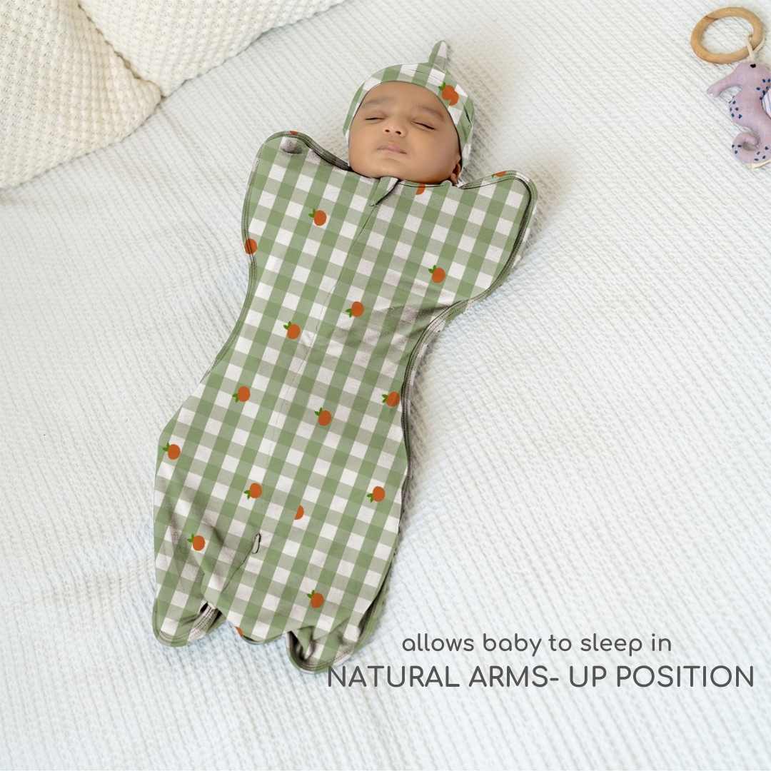 bamboo arms up swaddle pod for baby - prints