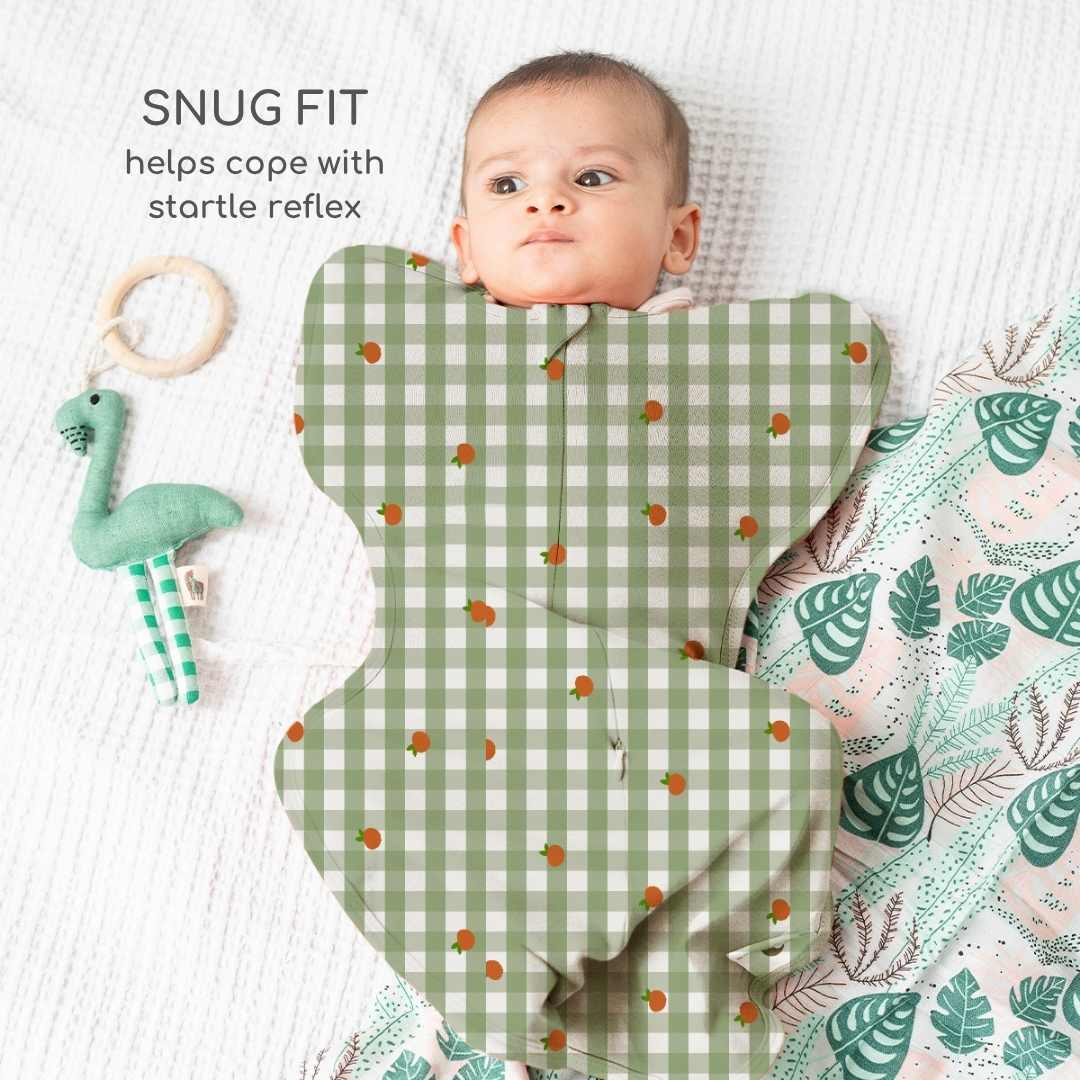 bamboo arms up swaddle pod for baby - prints