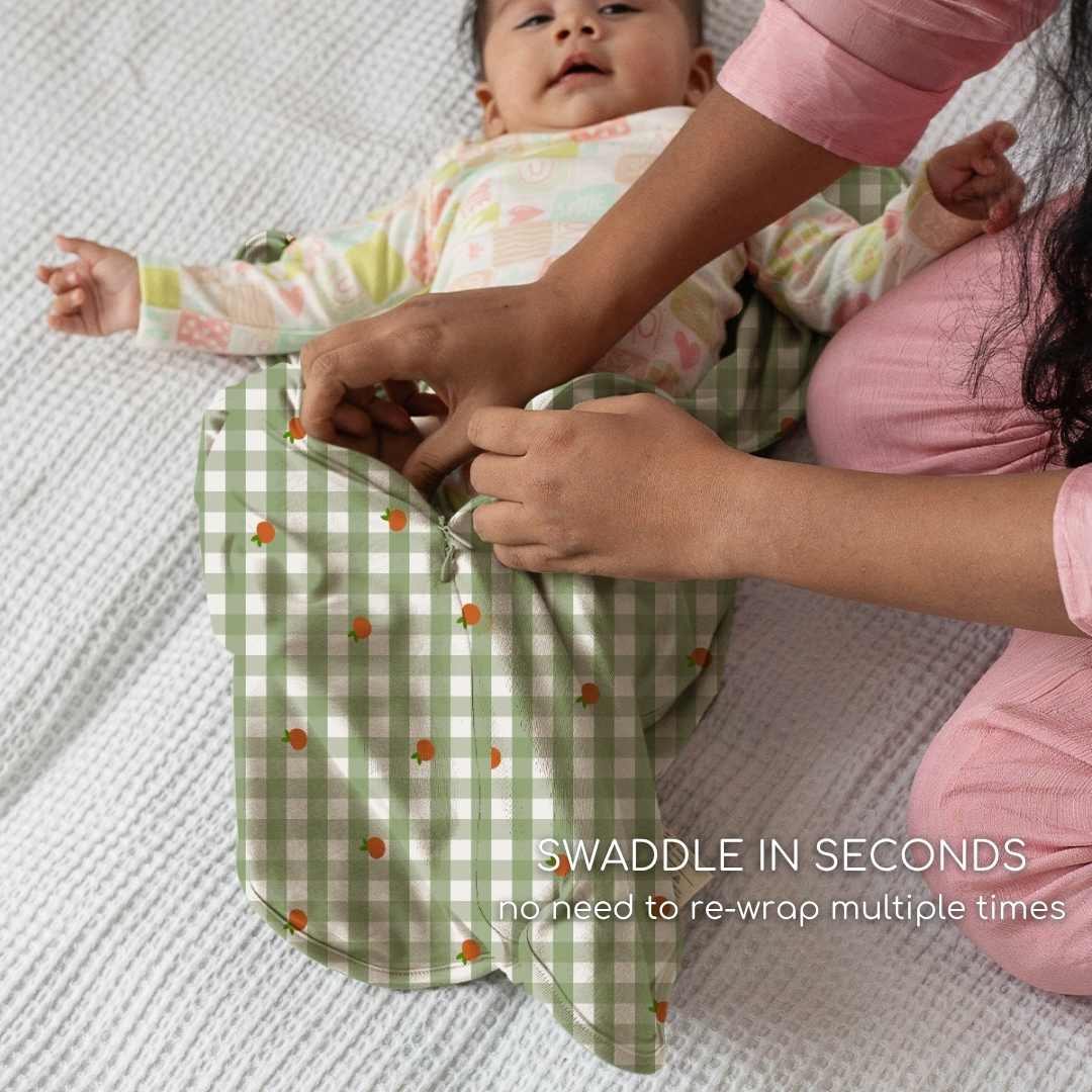 bamboo arms up swaddle pod for baby - prints