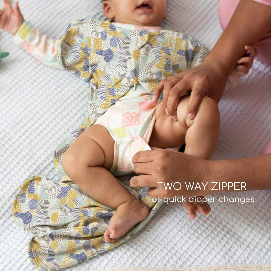 bamboo arms up swaddle pod for baby - prints