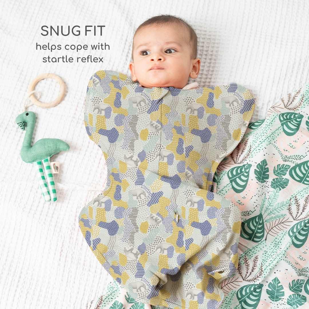 bamboo arms up swaddle pod for baby - prints