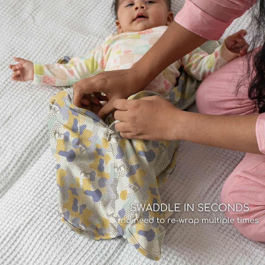 bamboo arms up swaddle pod for baby - prints