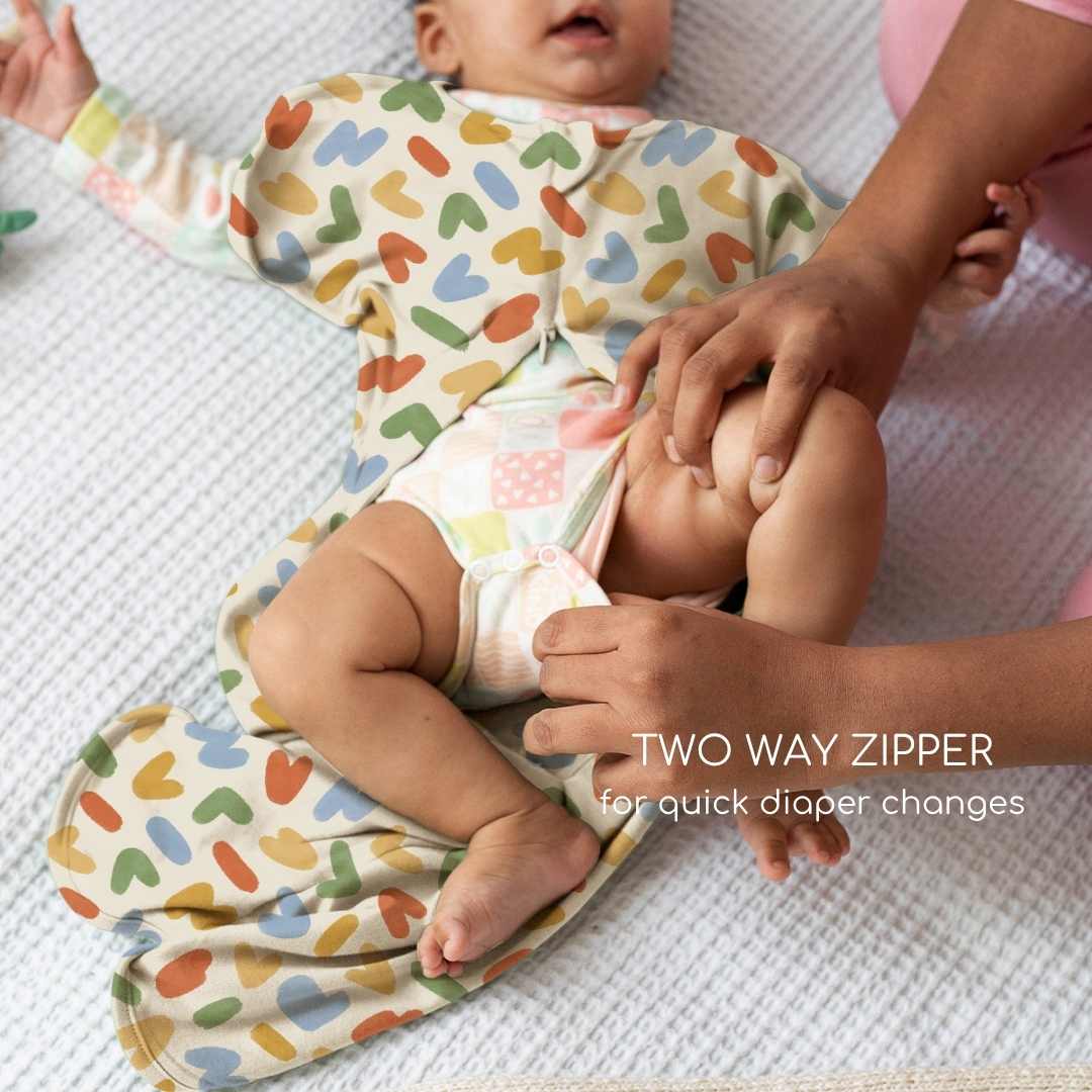 bamboo arms up swaddle pod for baby - prints