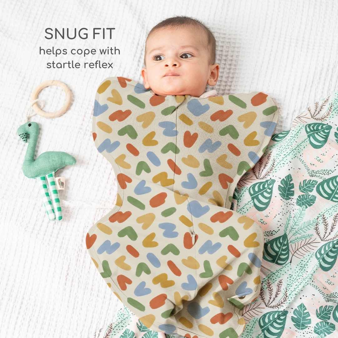 bamboo arms up swaddle pod for baby - prints