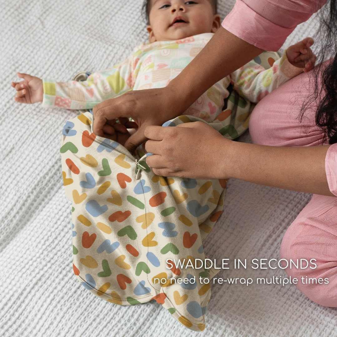 bamboo arms up swaddle pod for baby - prints