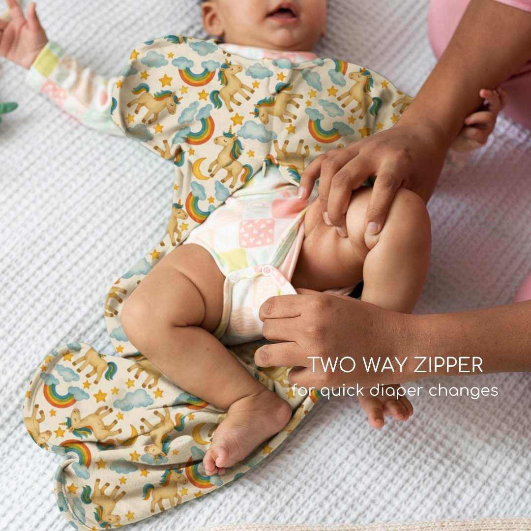 bamboo arms up swaddle pod for baby - prints