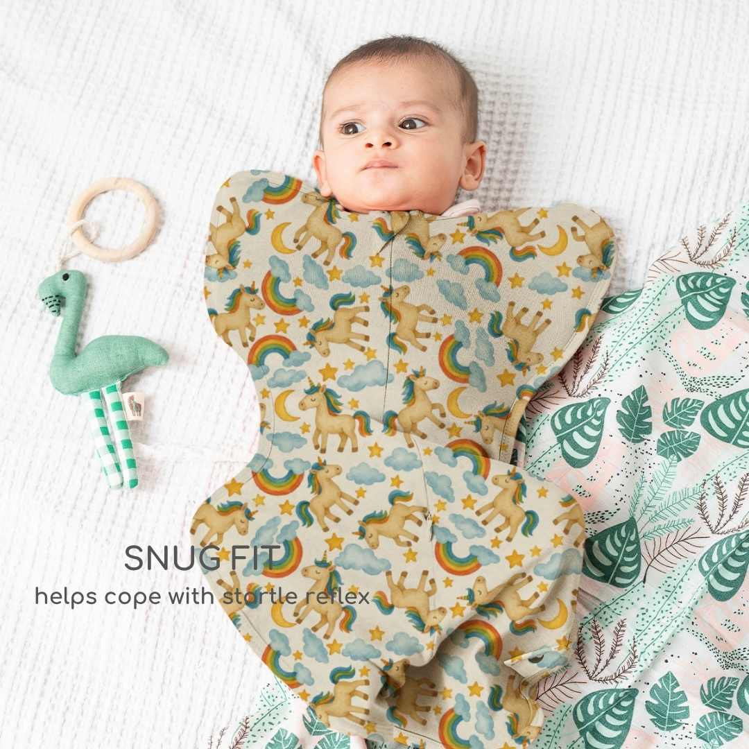 bamboo arms up swaddle pod for baby - prints