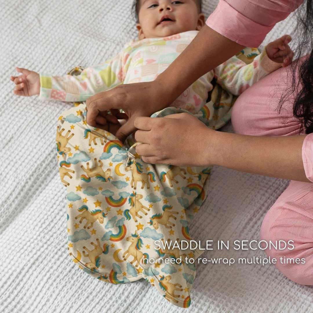 bamboo arms up swaddle pod for baby - prints