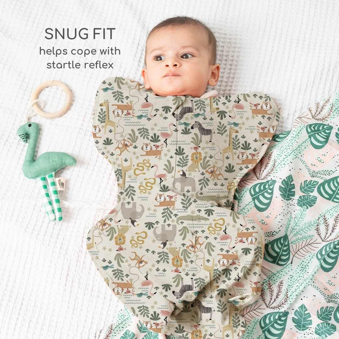 bamboo arms up swaddle pod for baby - prints