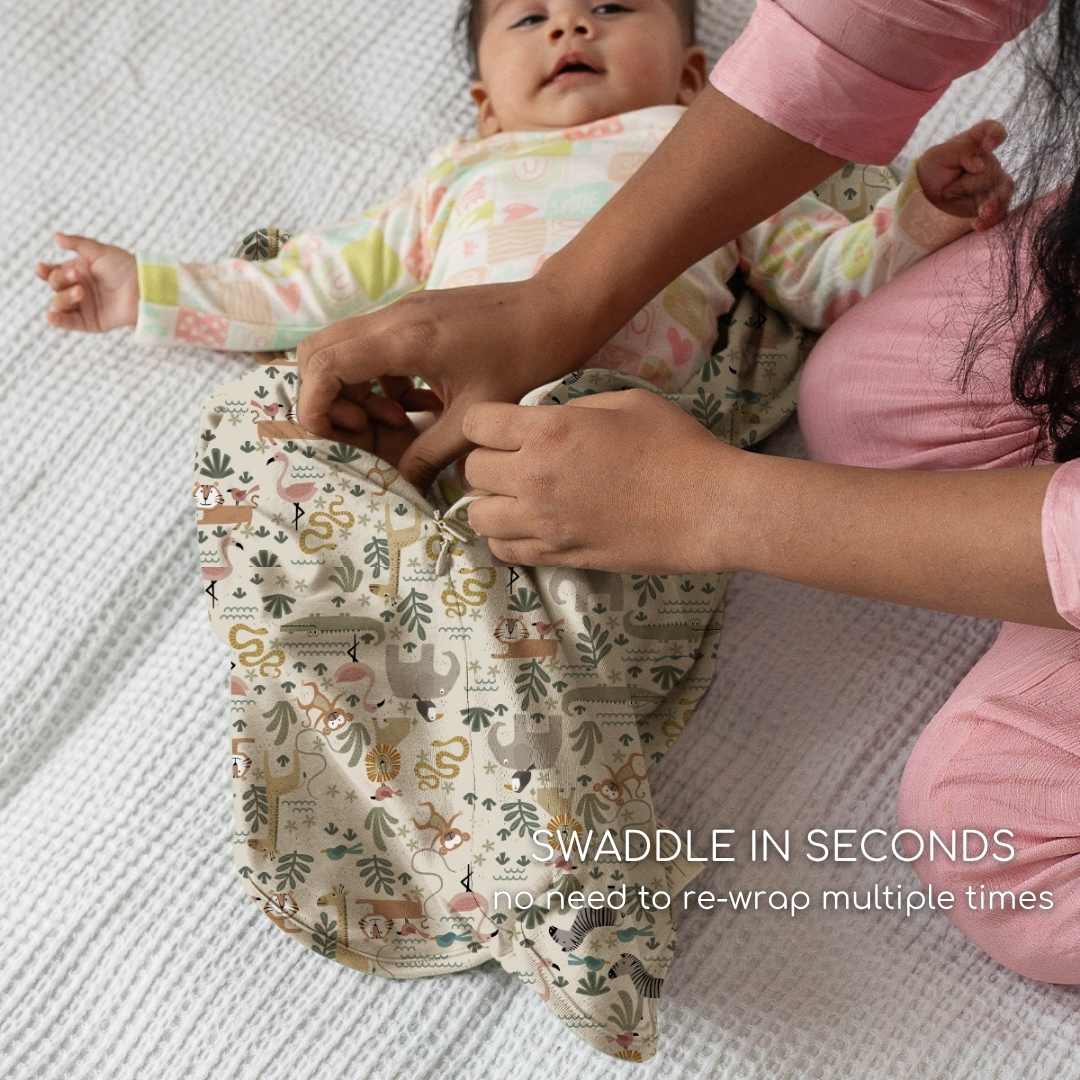bamboo arms up swaddle pod for baby - prints