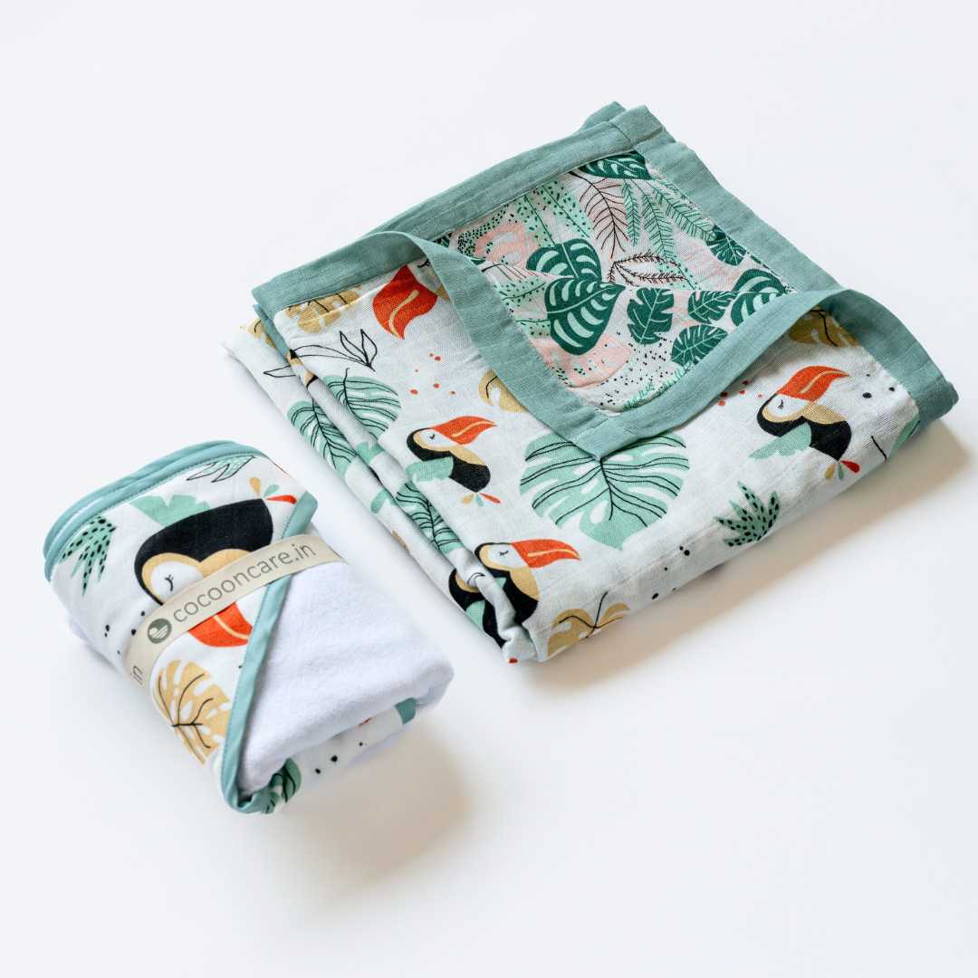 bamboo blanket & hooded towel set