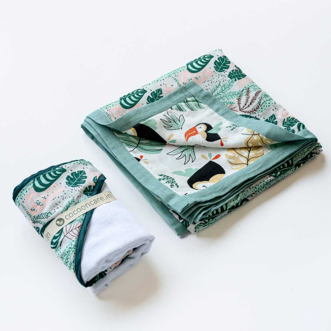 bamboo blanket & hooded towel set
