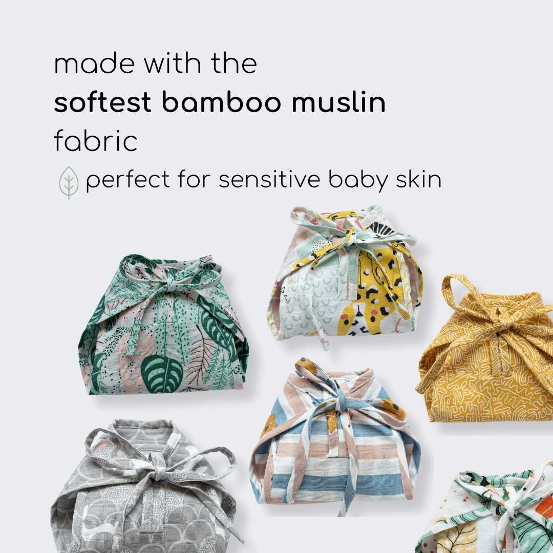 Bamboo muslin assorted nappy pack of 5