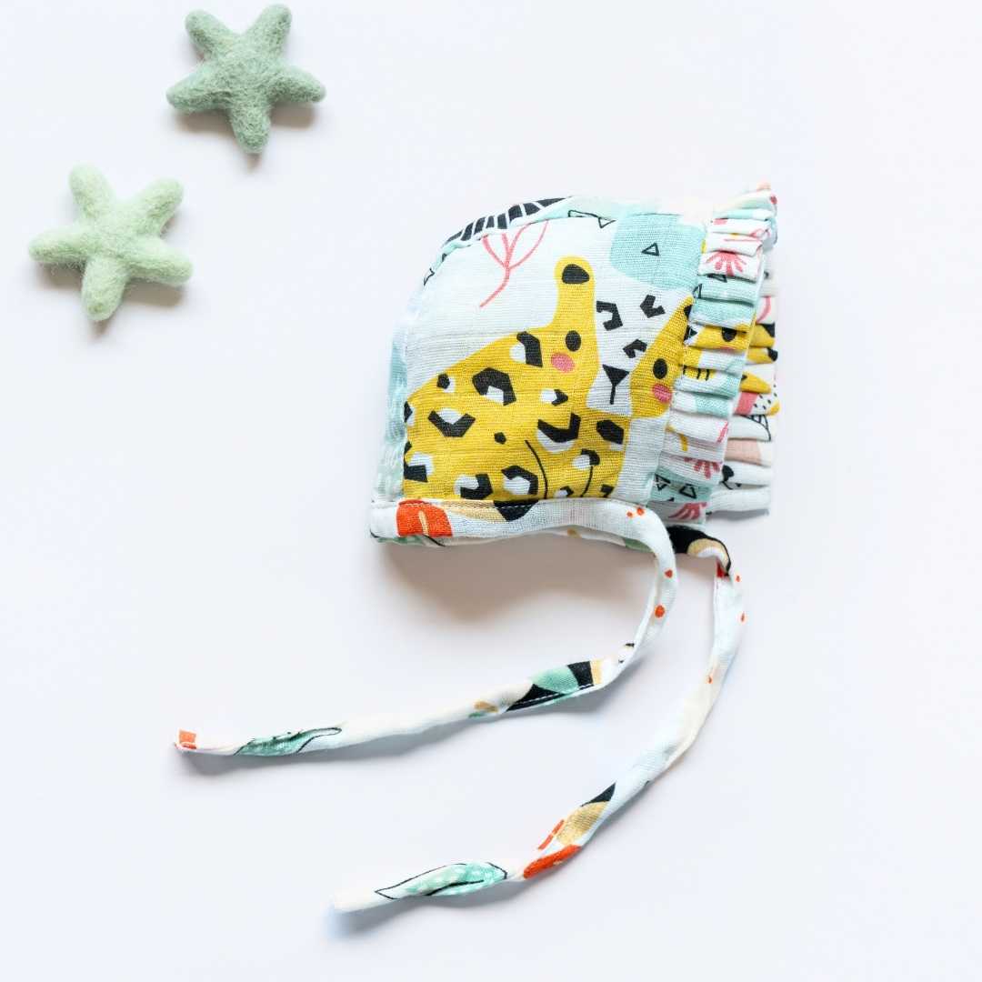 newborn bamboo muslin bonnet cap