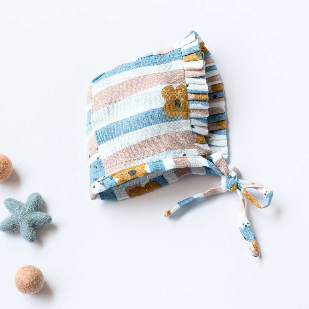 newborn bamboo muslin bonnet cap