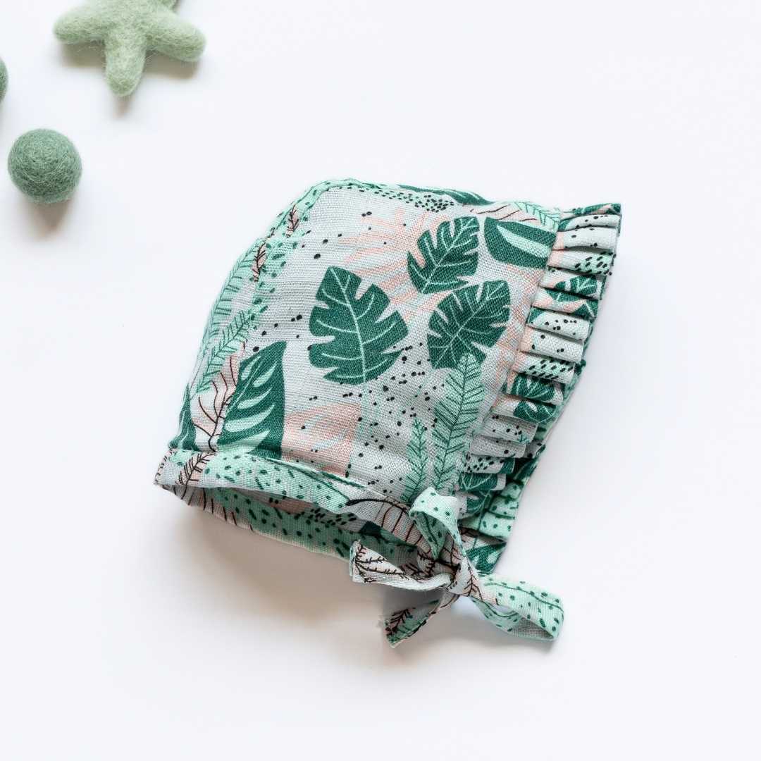 newborn bamboo muslin bonnet cap