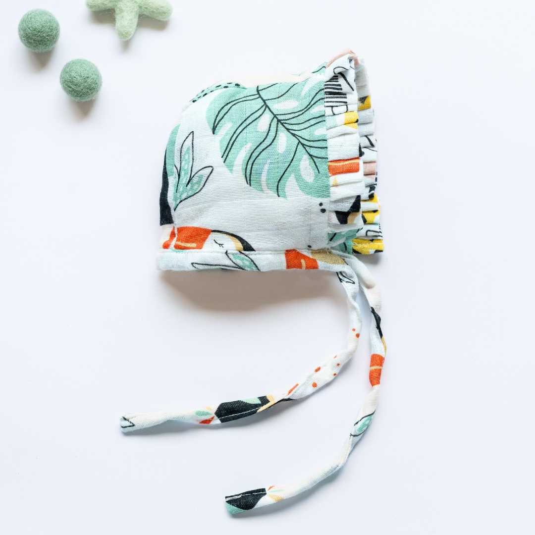 newborn bamboo muslin bonnet cap