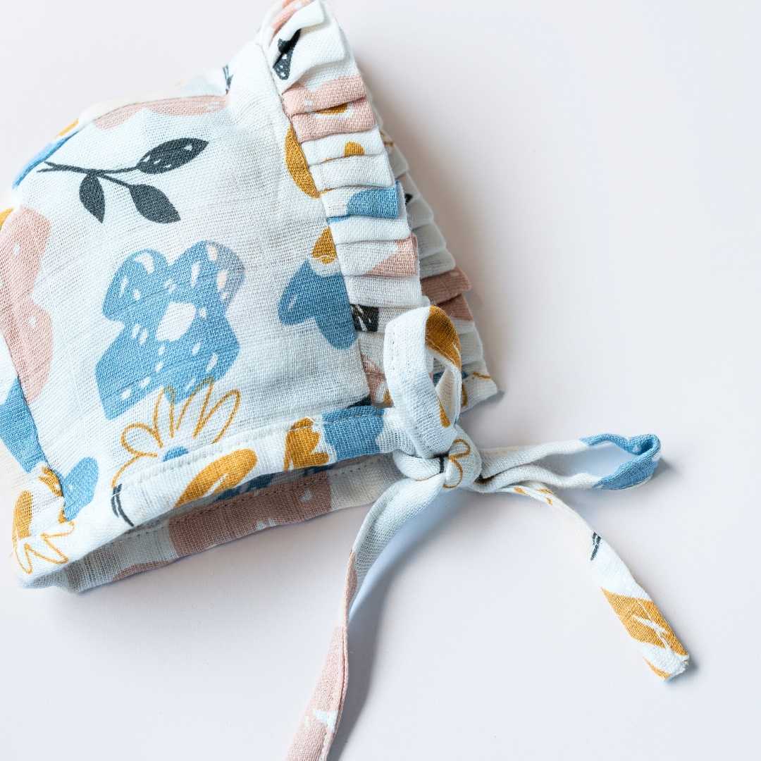 newborn bamboo muslin bonnet cap