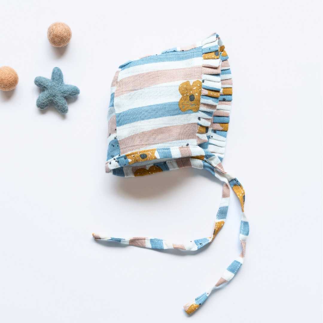 newborn bamboo muslin bonnet cap