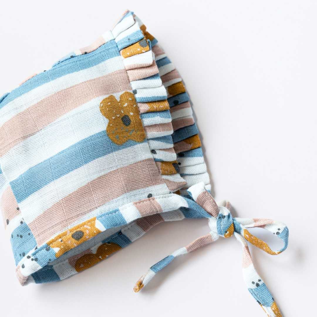 newborn bamboo muslin bonnet cap
