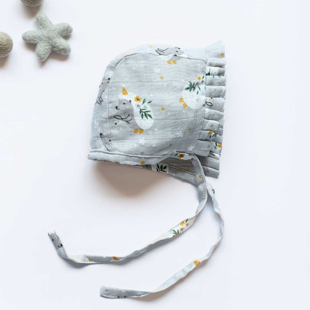 newborn bamboo muslin bonnet cap