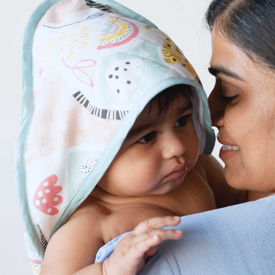 bamboo muslin + terry hooded towel - into the wild